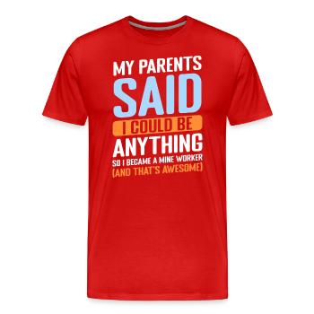 Trésors souterrains des mineurs - T-shirt bio Premium Homme - rouge - Devant - Damien (186cm)