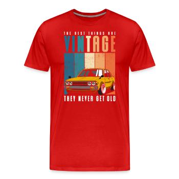 Oldtimer Autofahrer Alt - Männer Premium Bio T-Shirt - Rot - Vorne - Damien (186cm)