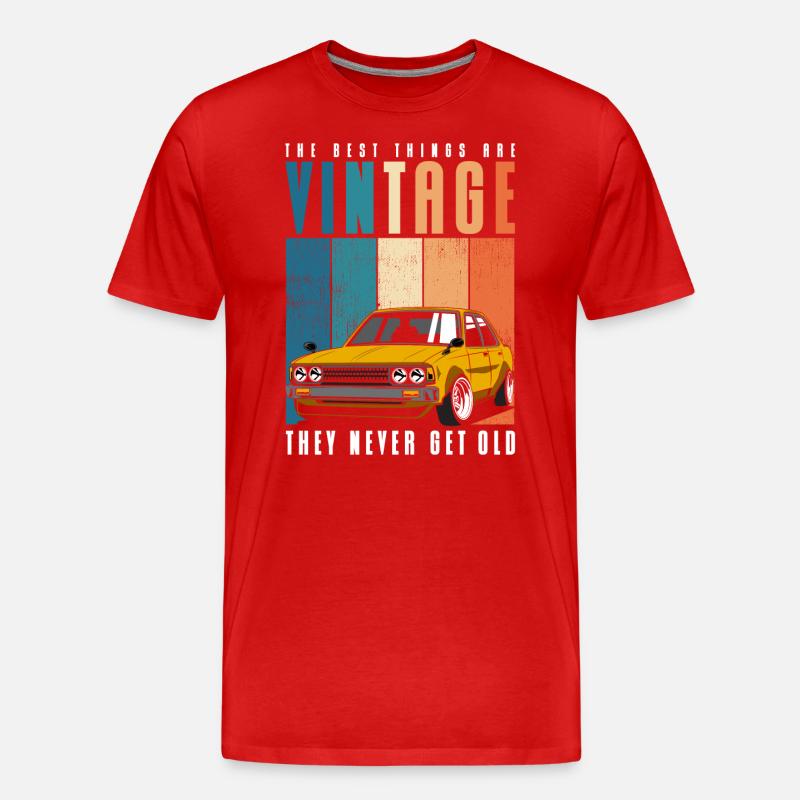 Oldtimer Autofahrer Alt - Männer Premium Bio T-Shirt - Rot