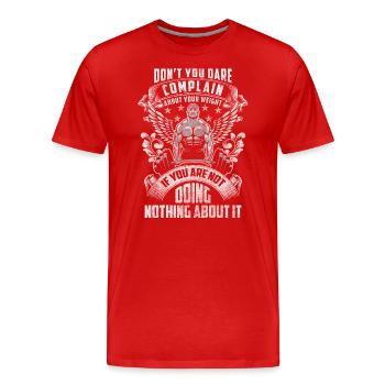 Fitnesstrainer Workout Muskelaufbau Studio - Männer Premium Bio T-Shirt - Rot - Vorne - Damien (186cm)