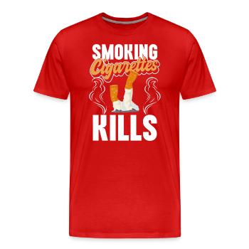 Smoking Gentleman No Smoking Santé - T-shirt bio Premium Homme - rouge - Devant - Damien (186cm)
