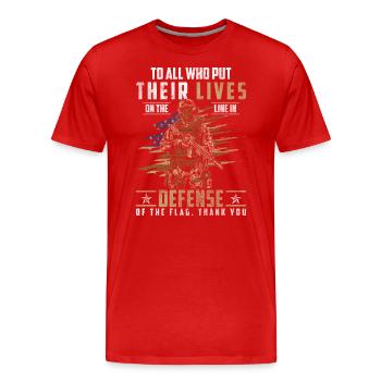 Soldier Victory Droits de l’homme - T-shirt bio Premium Homme - rouge - Devant - Damien (186cm)