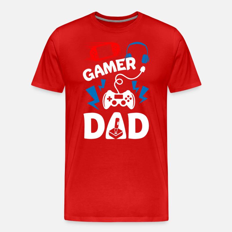 Gamer Dad - Männer Premium Bio T-Shirt - Rot
