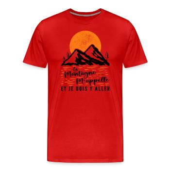 La Montagne M'appelle et Je Dois Y Aller - T-shirt bio Premium Homme - rouge - Devant - Damien (186cm)