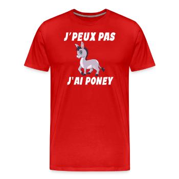 Poney - Cheval - Poney club - T-shirt bio Premium Homme - rouge - Devant - Damien (186cm)