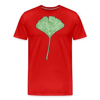 Feuille de gingko - T-shirt bio Premium Homme - rouge - Devant - Damien (186cm)