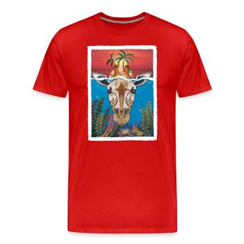 Giraffe unter Wasser 2 - Männer Premium Bio T-Shirt - Rot - Vorne - Damien (186cm)