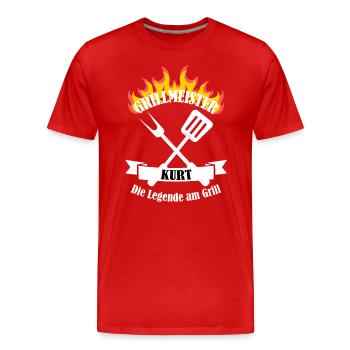 Grillmeister Kurt lustiger Spruch Vorname - Männer Premium Bio T-Shirt - Rot - Vorne - Damien (186cm)