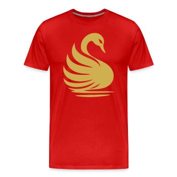 Elegante Schwan-Silhouette: Anmut auf dem Wasser - Männer Premium Bio T-Shirt - Rot - Vorne - Damien (186cm)