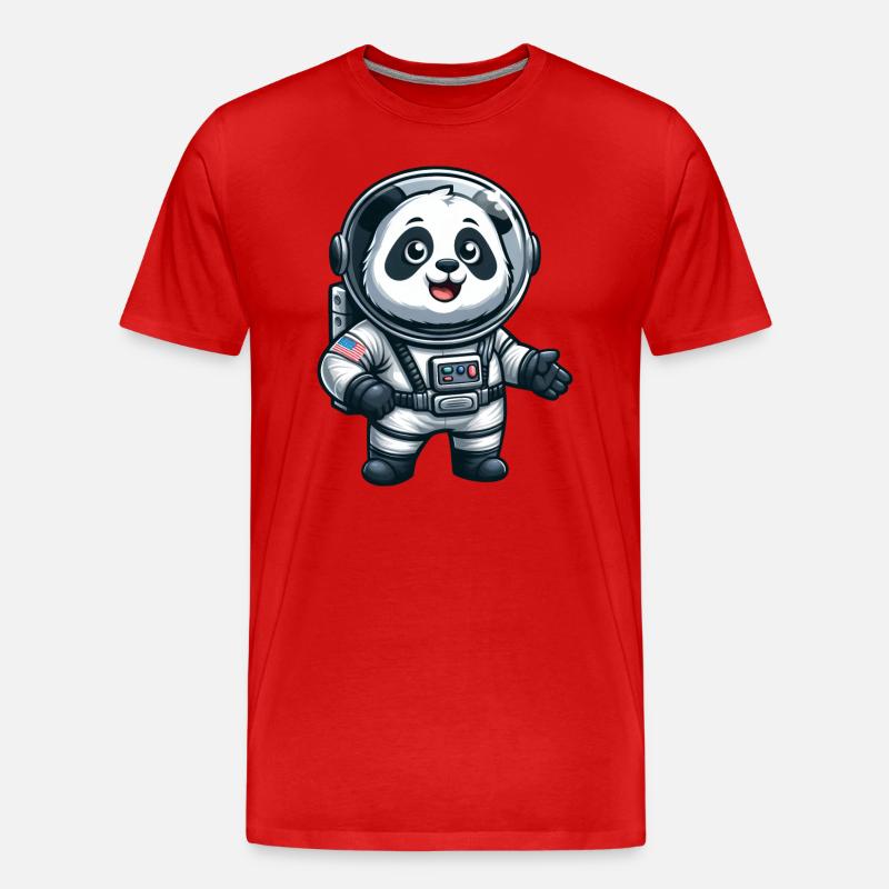 Panda astronaute dans l’espace - T-shirt bio Premium Homme - rouge