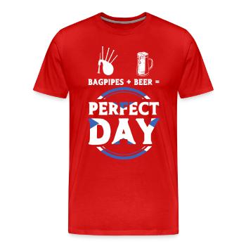 Bagpipes and beer Perfect day - Men's Premium Organic T-Shirt - red - Front - Damien (186cm)