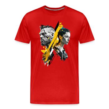 cyber punk No104 - Männer Premium Bio T-Shirt - Rot - Vorne - Damien (186cm)
