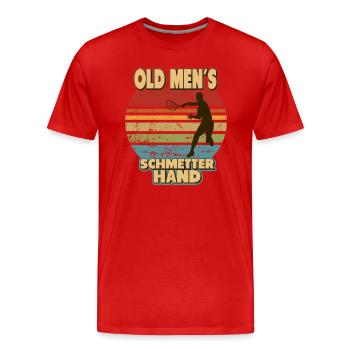 Tennis old men´s Schmetterhand retro vintage opa - Männer Premium Bio T-Shirt - Rot - Vorne - Damien (186cm)