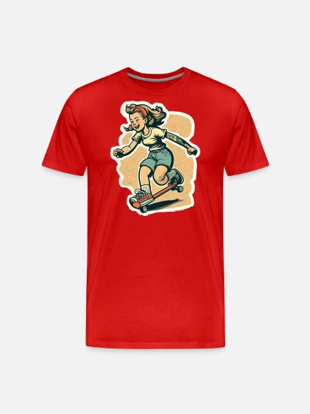 Skater-Mädchen - Männer Premium Bio T-Shirt - Rot