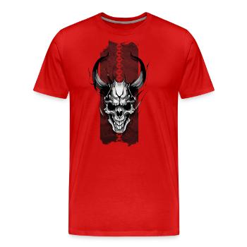 Poigne du démon : Crâne sinistre - T-shirt bio Premium Homme - rouge - Devant - Damien (186cm)