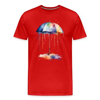 Aquarell Regenschirm blüht mit Farbe - Männer Premium Bio T-Shirt - Rot - Vorne - Damien (186cm)