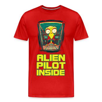 Alien on Board - Männer Premium Bio T-Shirt - Rot - Vorne - Damien (186cm)
