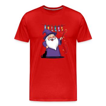 Le Magicien et les Chaussettes - T-shirt bio Premium Homme - rouge - Devant - Damien (186cm)