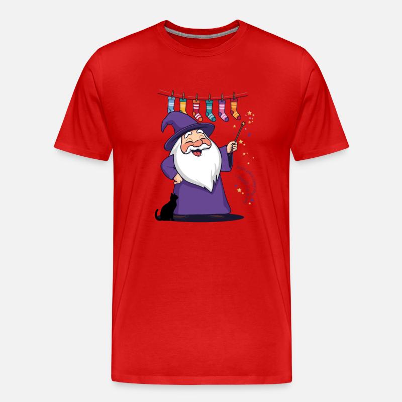 Der Zauberer und die Socken - Männer Premium Bio T-Shirt - Rot