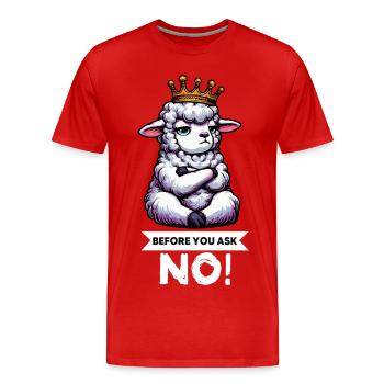 Before You Ask Schaf Schafe Schäfer Schafhalter  - Männer Premium Bio T-Shirt - Rot - Vorne - Damien (186cm)