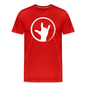Rock Hand Kreis Musik, I love you, Party, Festival - Männer Premium Bio T-Shirt - Rot - Vorne - Damien (186cm)