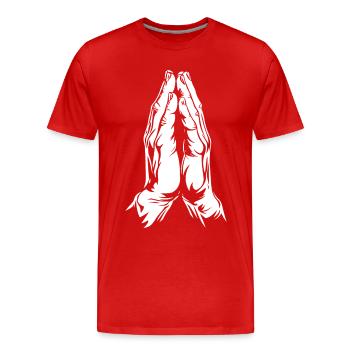 Beten - Vater unser im Himmel - Gebet - Männer Premium Bio T-Shirt - Rot - Vorne - Damien (186cm)