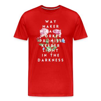 Waymaker Miracle Worker Promise Keeper Christian - Männer Premium Bio T-Shirt - Rot - Vorne - Damien (186cm)