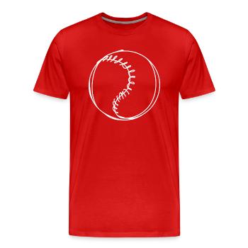 Baseball Skizze - Männer Premium Bio T-Shirt - Rot - Vorne - Damien (186cm)