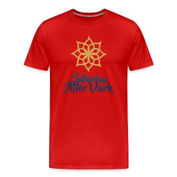 Samedi après la tombée de la nuit - T-shirt bio Premium Homme - rouge - Devant - Damien (186cm)