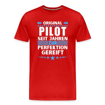 Pilot matured to perfection - Men's Premium Organic T-Shirt - red - Front - Damien (186cm)