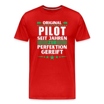 Pilot matured to perfection - Men's Premium Organic T-Shirt - red - Front - Damien (186cm)