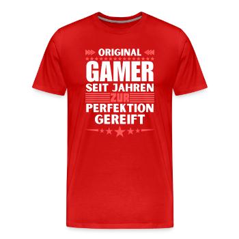 Gamers Matured to Perfection - Men's Premium Organic T-Shirt - red - Front - Damien (186cm)