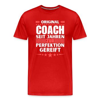 Coach matured to perfection - Men's Premium Organic T-Shirt - red - Front - Damien (186cm)