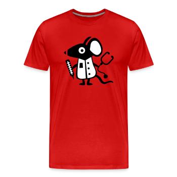 Souris médecin - Docteur - rat - T-shirt bio Premium Homme - rouge - Devant - Damien (186cm)