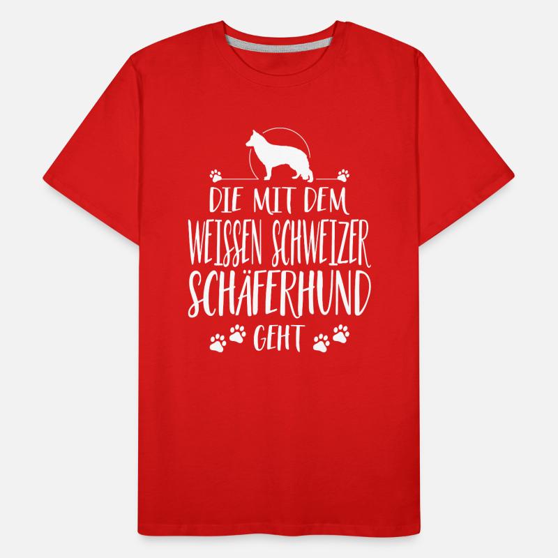DIE MIT WEISSEN SCHWEIZER SCHÄFERHUND GEHT Hunde Männer Premium Bio T-Shirt