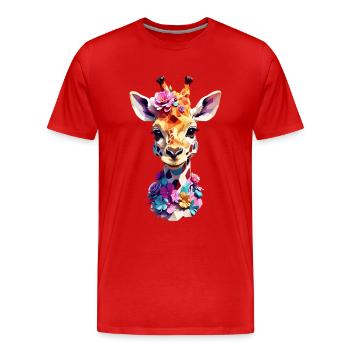 Giraffe V1 24 06 - Männer Premium Bio T-Shirt - Rot - Vorne - Damien (186cm)