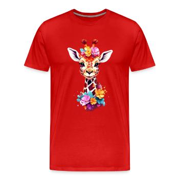 Giraffe V1 24 05 - Männer Premium Bio T-Shirt - Rot - Vorne - Damien (186cm)