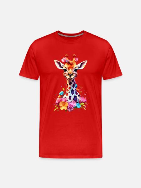 Giraffe V1 24 02 - Männer Premium Bio T-Shirt - Rot