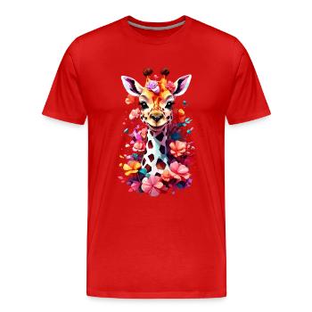 Giraffe V1 24 17 - Männer Premium Bio T-Shirt - Rot - Vorne - Damien (186cm)