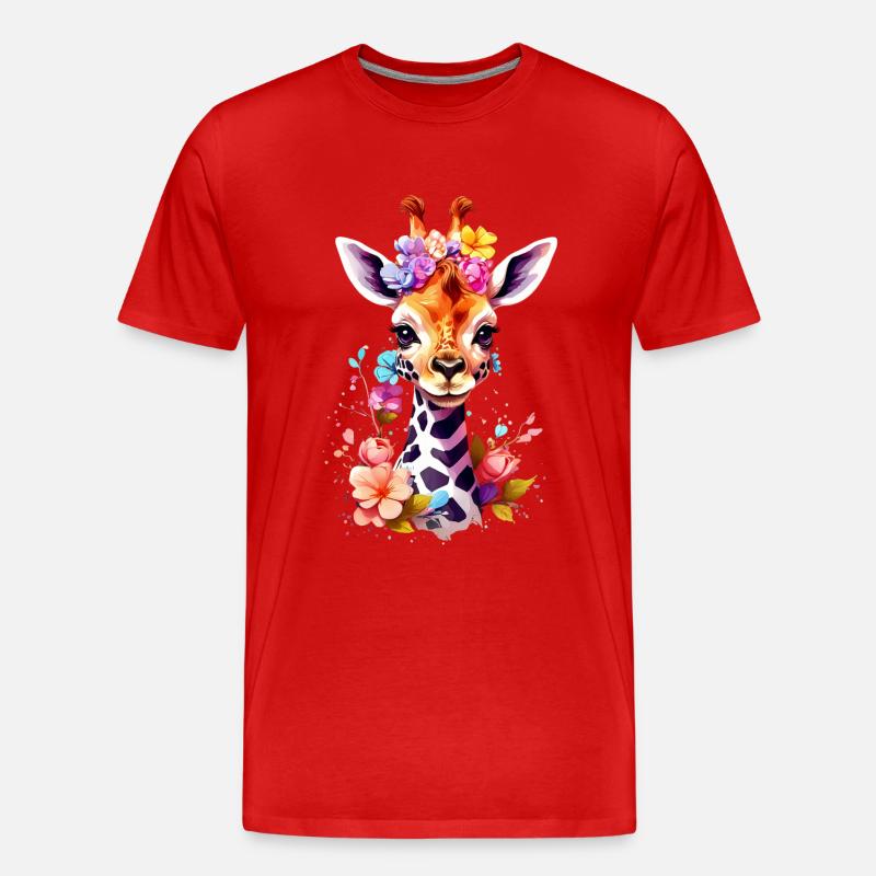 Giraffe V1 24 12 - Männer Premium Bio T-Shirt - Rot