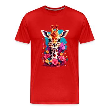 Giraffe V1 24 07 - Männer Premium Bio T-Shirt - Rot - Vorne - Damien (186cm)