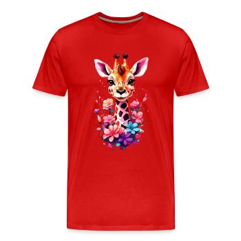 Giraffe V1 24 15 - Männer Premium Bio T-Shirt - Rot - Vorne - Damien (186cm)