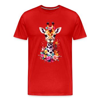 Giraffe V1 24 27 - Männer Premium Bio T-Shirt - Rot - Vorne - Damien (186cm)