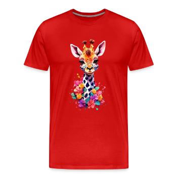 Giraffe V1 24 32 - Männer Premium Bio T-Shirt - Rot - Vorne - Damien (186cm)