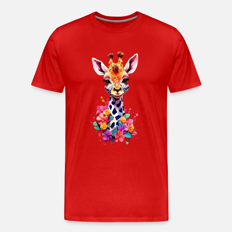 Giraffe V1 24 32 - Männer Premium Bio T-Shirt - Rot