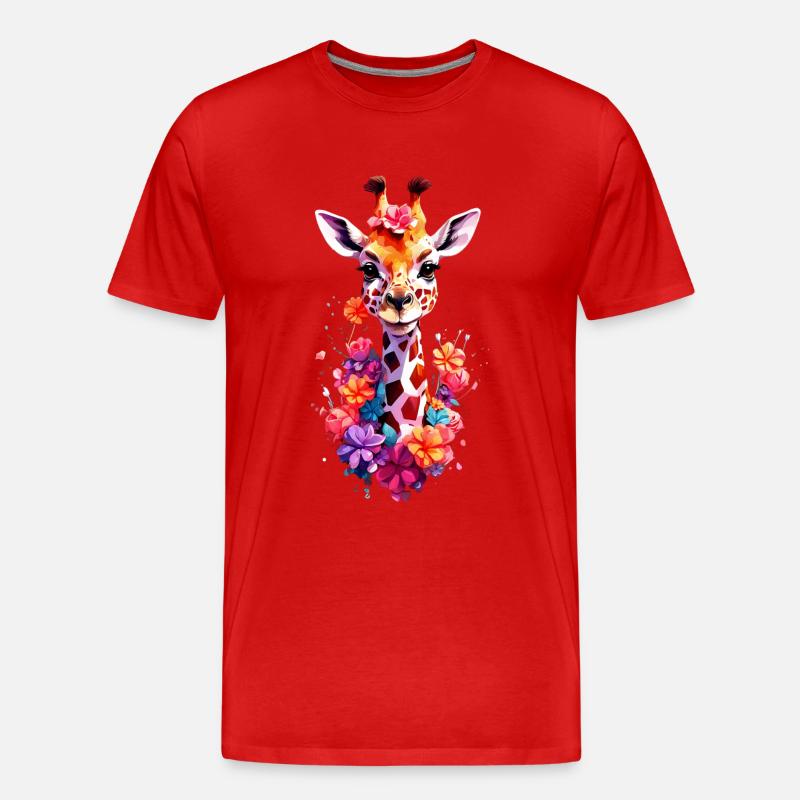 Giraffe V1 24 30 - Männer Premium Bio T-Shirt - Rot