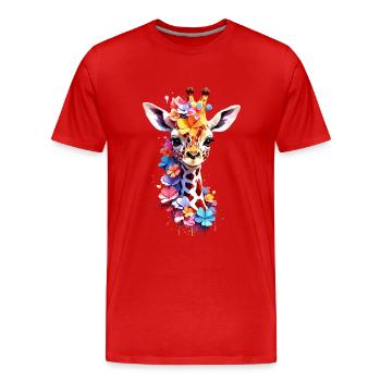 Giraffe V1 24 34 - Männer Premium Bio T-Shirt - Rot - Vorne - Damien (186cm)