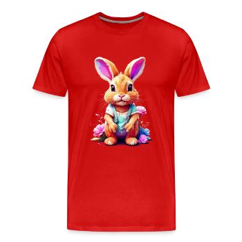 Hase Bunny V1 24 12 - Männer Premium Bio T-Shirt - Rot - Vorne - Damien (186cm)