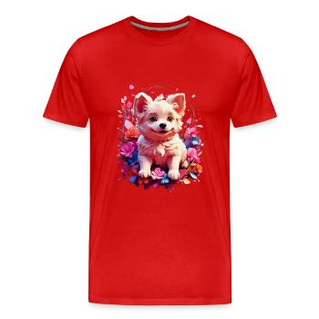 Chien Chien V1 24 18 - T-shirt bio Premium Homme - rouge - Devant - Damien (186cm)