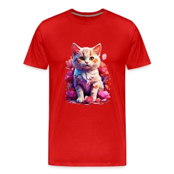 Cat Cat V1 24 11 - Men's Premium Organic T-Shirt - red - Front - Damien (186cm)